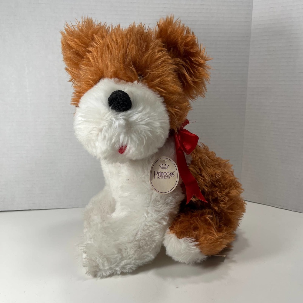 VTG Princess Soft Toys Puppy Dog Plush Baby‎ Bow Fluffy Stuffed Animal